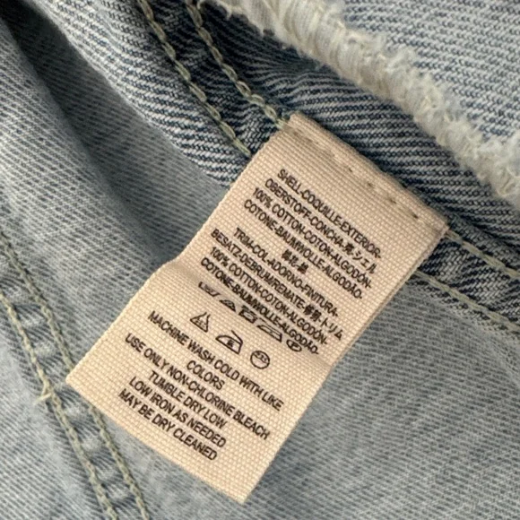 Free People Oversized Baja Mixed-Media Hooded Denim Jacket - Size Small - Picture 12 of 13